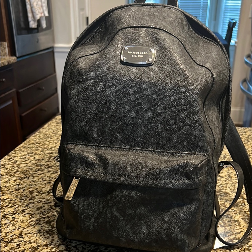 Michael Kors Black Backpack with Textured Design L 13  W11 EUC!